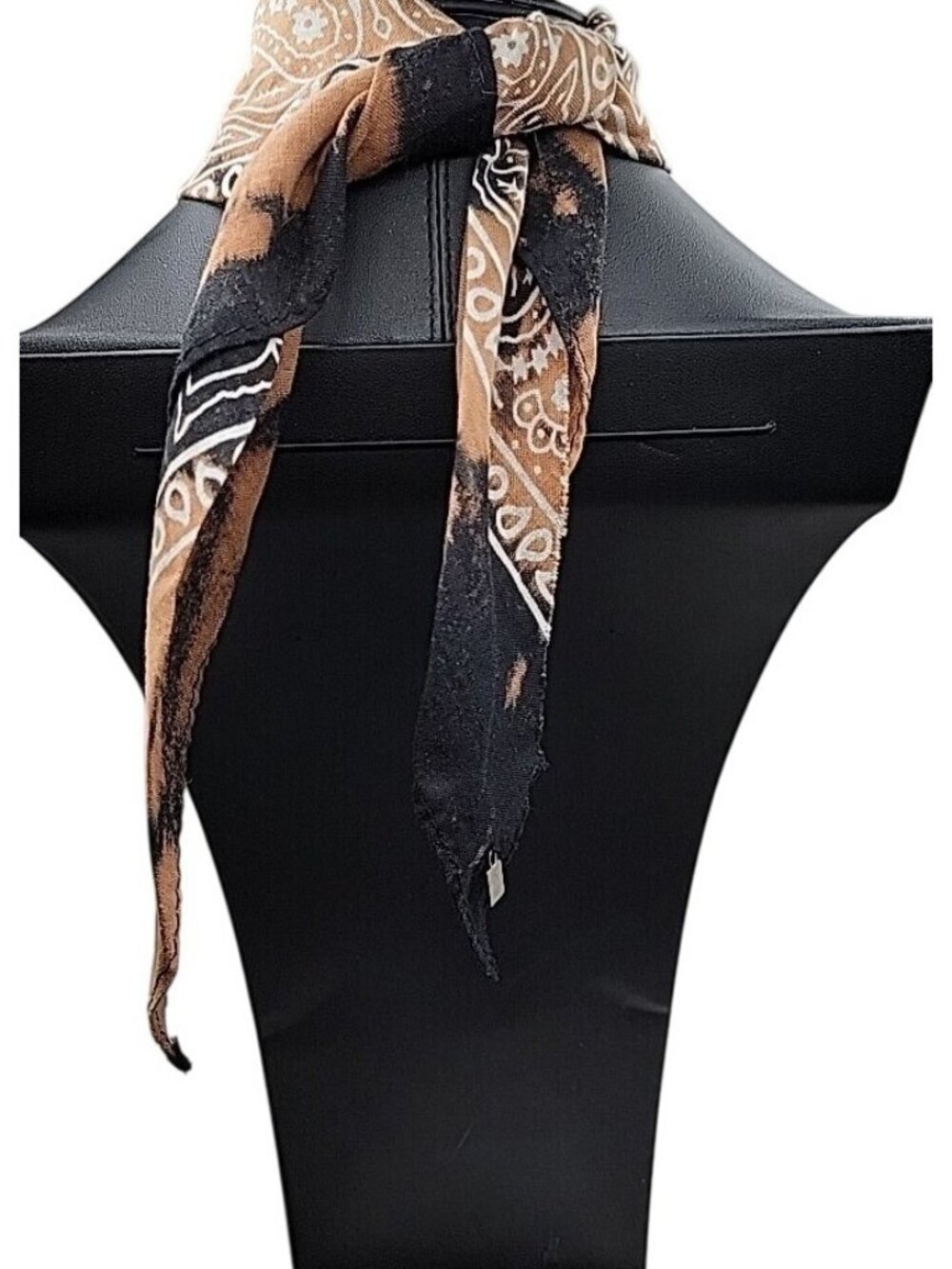 Dannijo Bandana Necklace Black Brown Print Silver Studs Fringe Boho Festival - Picture 8 of 13
